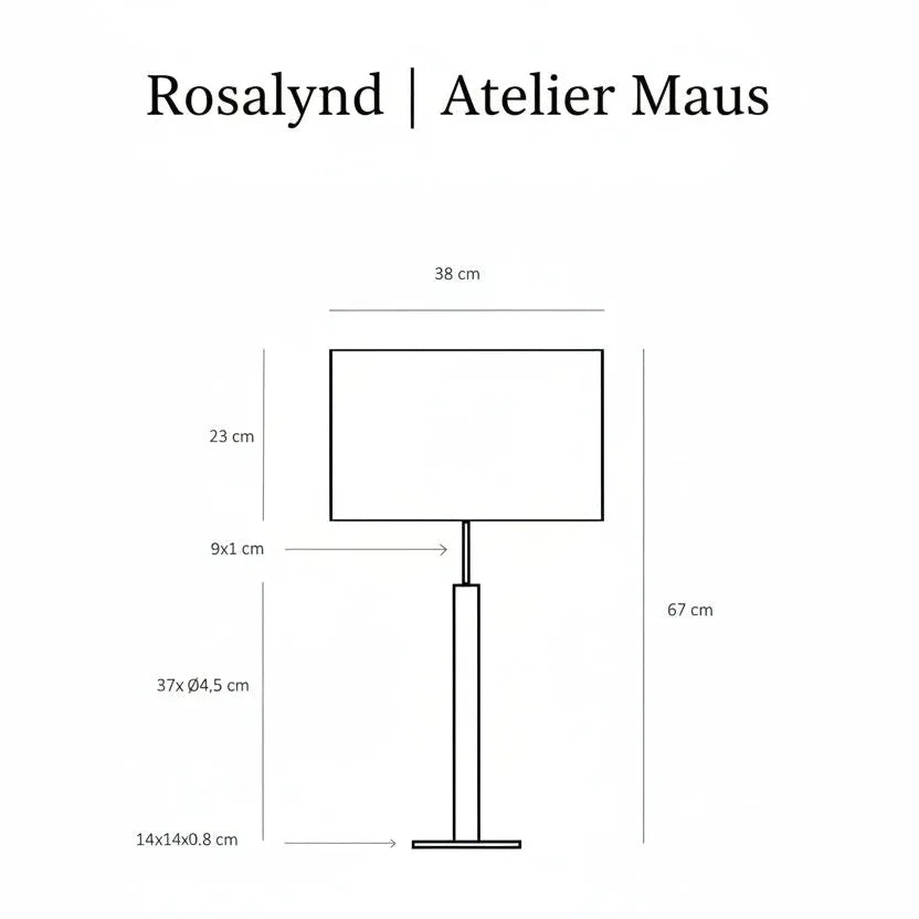 Shéma des dimensions de la lampe Rosalynd par Atelier Maus