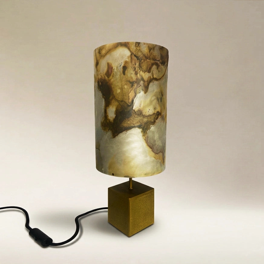 Lampe Halley acier poudre de laiton et abat-jour ardoise pierre de lune - Atelier  Maus
