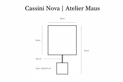 Shema des dimensions de la lampe Cassini nova de l'atelier Maus